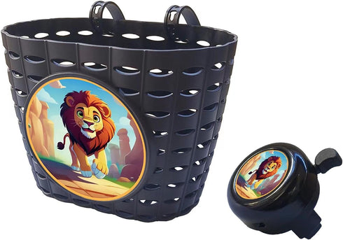 Kids Bike Basket, Children Bicycle Handlebar Basket with Stickers, Bike Bell, Windmill, and Wheel Beads