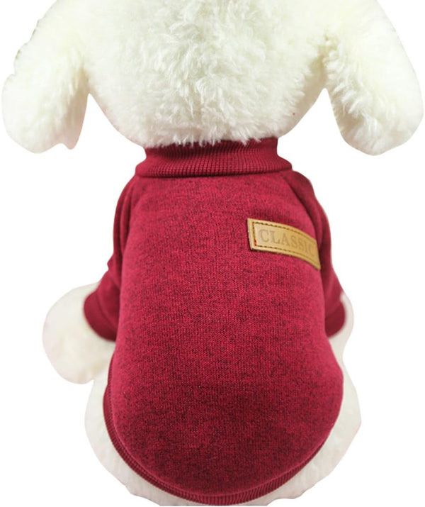 Pet Dog Classic Knitwear Sweater, Warm Winter Coat for Small Dogs (S, Wine Red)