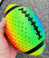 Regent Practice Football Neon Rainbow Colored 9" Spiked for Gripping Control, Soft Rubber Inflatable Football