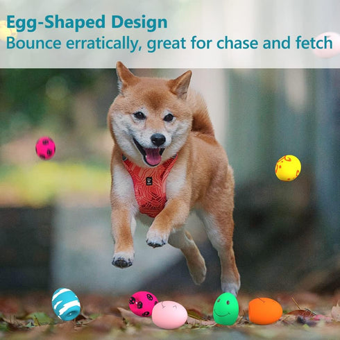 Dog Squeaky Toy, Latex Bouncy Egg Balls with Squeaker for Puppy Small Pet Dogs, Soft Rubber Sound Toys