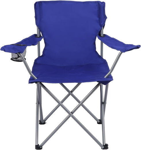 DUNMWAZ Quad Folding Camp Chair with Cup Holder (Royal Blue)