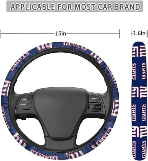 fit Giants Steering Wheel Cover for Car Gifts, Universal Fit 14-15 Inch for Most Cars, Giants Car Accessories