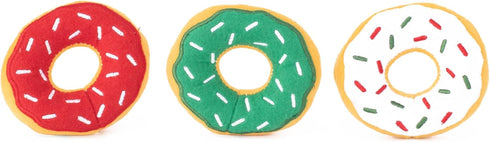 ZippyPaws 3 Pack Donutz Miniz Refills for Hide and Seek Dog Toys, Colorful Plush Dog Puzzles and Squeaky Toys