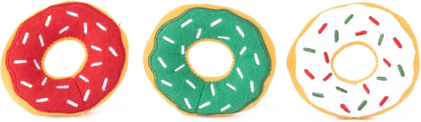 ZippyPaws 3 Pack Donutz Miniz Refills for Hide and Seek Dog Toys, Colorful Plush Dog Puzzles and Squeaky Toys