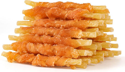 MON2SUN Rawhide Free Dog Treats, Chicken Wrapped Cod Sticks for Small Dogs, Soft Training Snacks 14.11oz