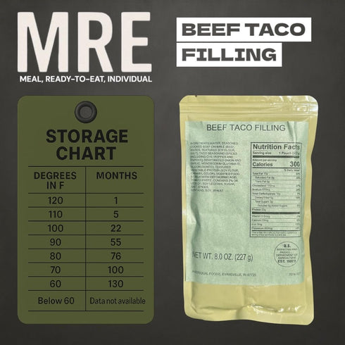 (12-Pack, MRE (Meal-Ready-to-Eat) | Single Serving Entree | Emergency Meals | Survival Food | Fresh Dates | Long Shelf