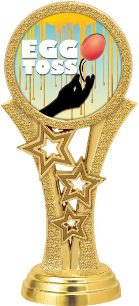 11.5" Egg Toss Trophies, Blue Stars Egg Toss Trophy Award, Free Engraving Prime