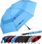 G4Free 62inch Portable Golf Umbrella, Automatic Open Large Oversize Vented Double Canopy Windproof Waterproof (Sky Blue)