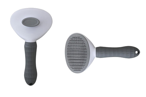 Easy-Clean Slicker Brush for Dogs, Cats & Bunnies, Gentle De-shedding Tool with Self-Cleaning