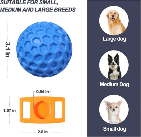 Dog Squeaky Balls, Indestructible Toys for Aggressive Chewers, Durable Natural Rubber, Large/Medium Breed, Blue