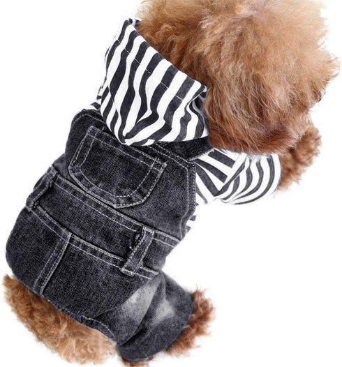 SILD Pet Denim Jumpsuit Classic Jacket for Medium Small Dogs, Cool Blue Vintage Washed Coat, Puppy Blue (XXL, Black)