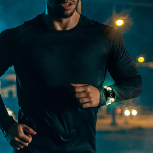 Luwint Glow in The Dark LED Light Up Armband - Safety Wristband for Night Walking, Running (1 Piece, 3 Modes)