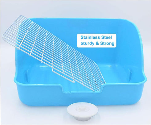 10"x8" Rat Small Litter Box, Square Corner Litter Box Training Pan with Grid Potty Tray Toilet for Cage Small