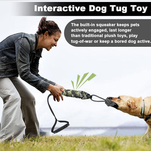 Interactive Dog Tug Toy,Indestructible Dog Toys for Aggressive Chewers,Tough Squeaky Dog Rope Toys for Training,Tug of War Dog Toy Balls for Medium & Large Dogs