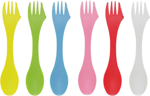 Honbay 6PCS Colorful BPA Free Tritan Sporks Versatile 3 in 1 Utensil Spoon, Fork & Knife Combo Flatware for Outdoor Activities by Honbay