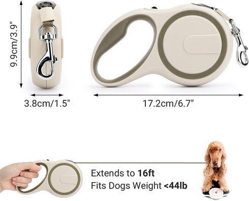 OUTnWILD 16ft Retractable Dog Leash - Tangle Free Design for Small/Medium Breeds Up to 44lbs with Quick-Lock System