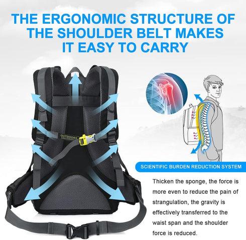 INOXTO Lightweight Hiking Backpack, 35L/40L Daypack with Waterproof Rain Cover for Travel Camping