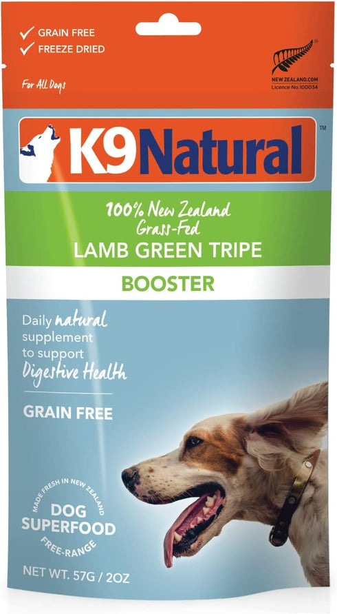 K9 Natural Grain Free Freeze Dried Dog Food Supplement, Lamb Green Tripe, 2 oz