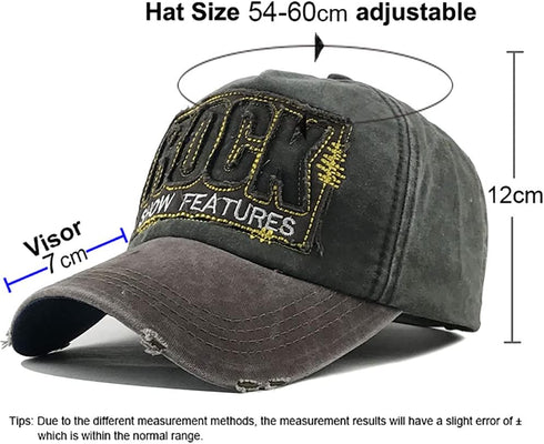 Vintage Baseball Cap Embroidery Rock Washed Denim Trucker Cap, 100% Cotton Sun Hat for Men Women