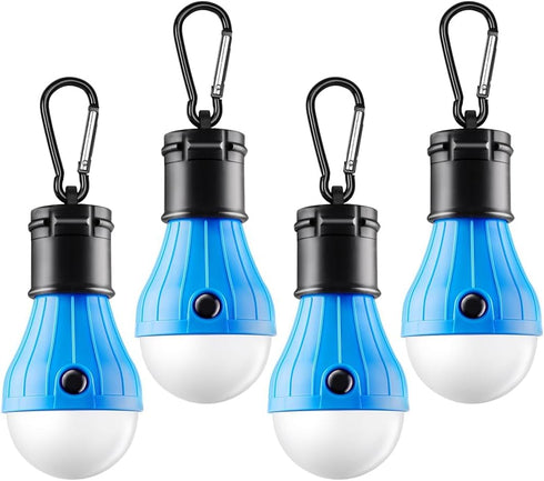 FLY2SKY Portable LED Tent Lamp, 4 Packs Blue Hook Hurricane Emergency Lights, Camping Tent Lanterns for Hiking