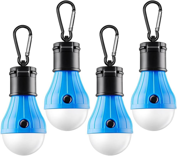 FLY2SKY Portable LED Tent Lamp, 4 Packs Blue Hook Hurricane Emergency Lights, Camping Tent Lanterns for Hiking