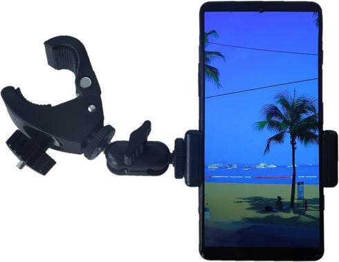 Phone Holder with Clamp for Golf Cart, Universal Mount Holder for Bicycle, Wheelchair, Stroller Mic Stand