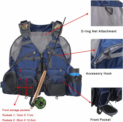 Kylebooker Fly Fishing Vest Pack - Adjustable for Men and Women