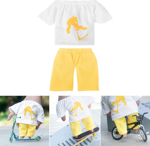 NLAIOUSL Set Interactive Finger Scooter Clothes Stunt Fingertip Pants T-Shirt Toy Skates Scooter Fingerboard