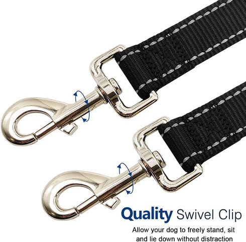 6Foot Tie Out Nylon Dog Leash, Heavy Duty 1" Wide Reflective Thick Lead for Medium Large Dogs Indoor Outdoor Front Yard Camping Black