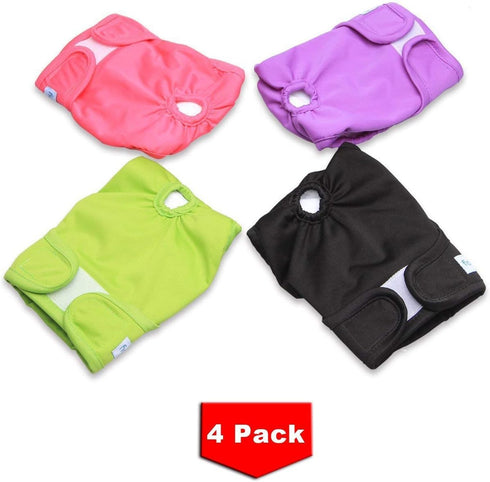 Teamoy 4pcs Washable Female Dog Diapers, Super-Absorbent and Comfortable Reusable Wraps for XS Female Dogs