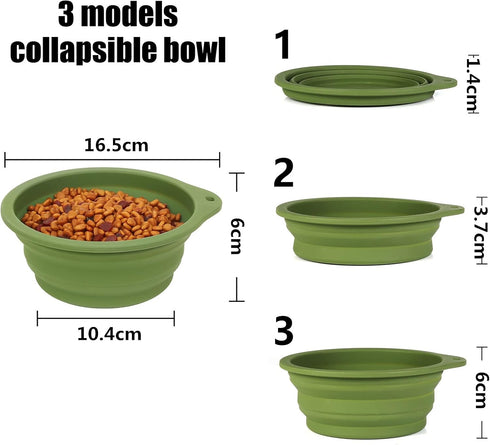 SLSON 2Pack Collapsible Dog Bowl - Integrated Molding Travel Bowl, No Plastic Rim, 600ML (Navy Blue + Dark Green)