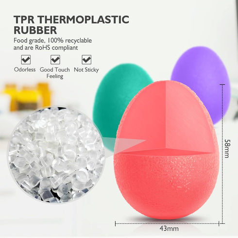 Set 3 Peradix Hand Grip Strength Trainer, Stress Relief Ball, Wrist Rehab Therapy Hand Grip Equipment Ball Squishy