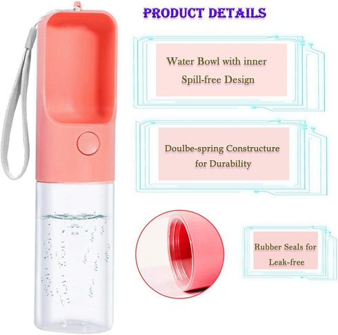 Sofunii Dog Water Bottle, Portable Pet Travel Water Drink Cup Dispenser, 15oz Capacity (Blue&Pink&Green)