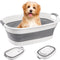 Coloch Collapsible Pet Bathtub with Water Drain Plug, Plastic Dog Bath Tub with