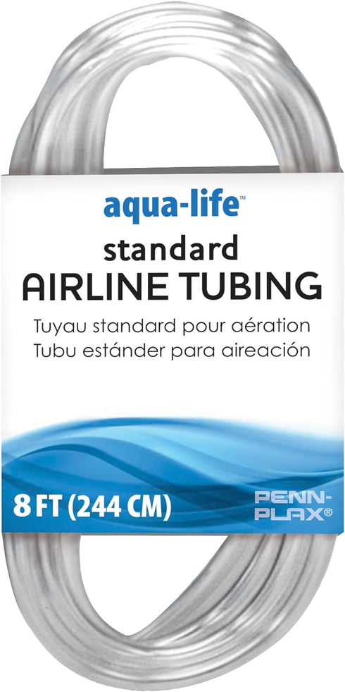 PENN-PLAX Standard Airline Tubing for Aquariums – 8 Feet Clear and Flexible, Resists Kinking
