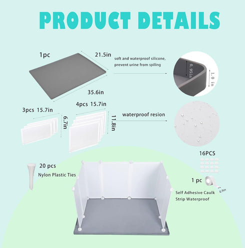 Bencacawinstyle Dog Litter Box with High Walls,Indoor Dog Potty for Small to Medium Dogs,No Spill Pee Pad Holder Tray