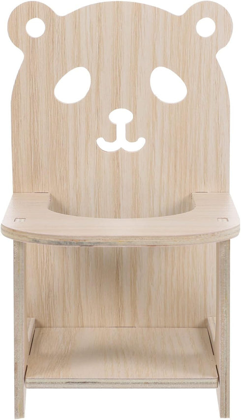 POPETPOP Handmade Wooden Hamster Chair with Tray Small Pet Feeding High Chair