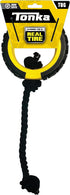Tonka Mega Tread Rope Tug Dog Toy - Lightweight, Durable, Water Resistant, 15 Inches, Yellow/Black
