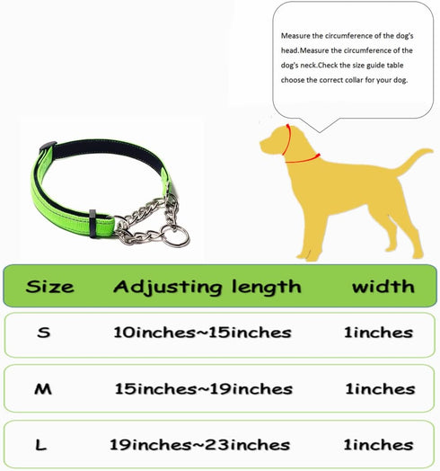 Martingale Collar for Dogs, Reflective Nylon Training Collars, Soft Padded No Pull Adjustable Collars for