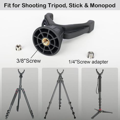 360 Rotating V Yoke Shooting Rest for Rifle Compatible with Shooting Stick Hunting Tripod, Gun Tripod and Monopod