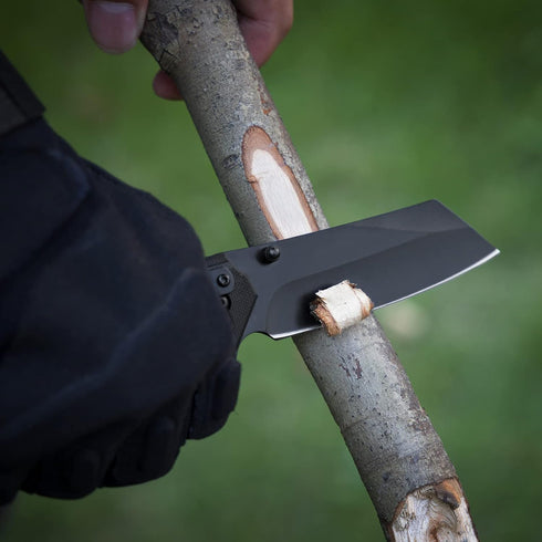 FLISSA Pocket Knife with 3.5" Folding Stonewash Blade and G10 Handle for Outdoor, Survival, Hunting