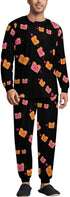 Generic Peanut Butter Jelly Heartbeat Men's Pajamas Set Long Sleeve Sleepwear Crew Neck