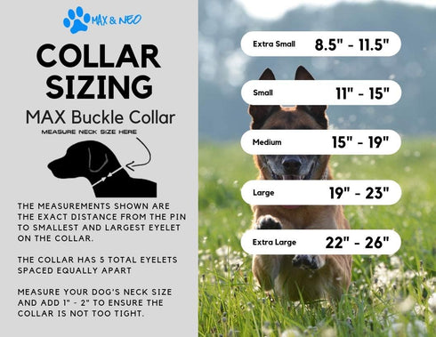 Max and Neo MAX Reflective Metal Buckle Dog Collar - X-LARGE, BLUE, We Donate a Collar for Every Sold