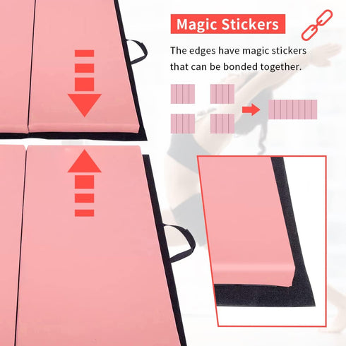 BLKMTY Gymnastics Mats, Folding Exercise Mat Gym Yoga Aerobics Fitness Mats Kids' Gymnastics Tumbling Mat with Carrying