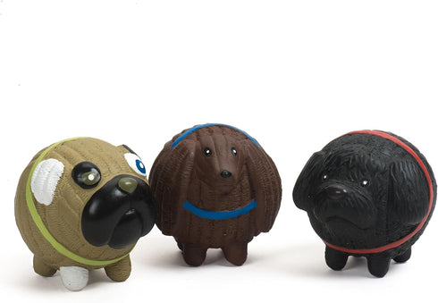 HuggleHounds Ruff-Tex Assorted Mutt Balls (3 Pack), Small (Finbar, Wally & Puggie)