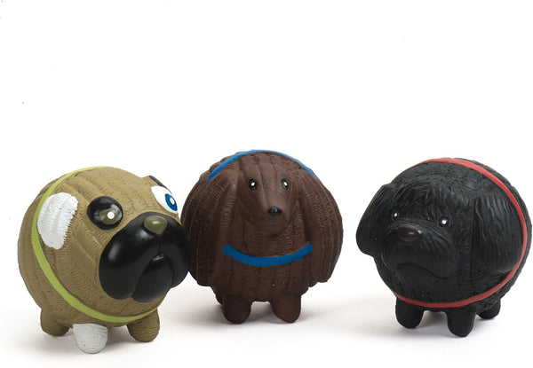 HuggleHounds Ruff-Tex Assorted Mutt Balls (3 Pack), Small (Finbar, Wally & Puggie)