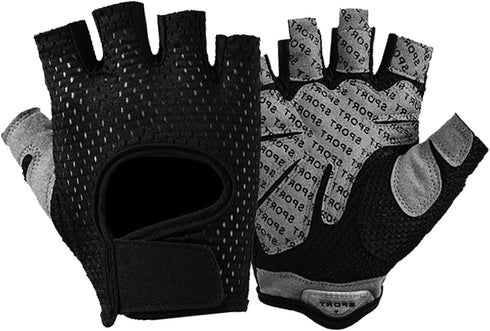 Mealah Men Women Half-Finger Workout Gloves - Anti Slip Fingerless Gym Gloves for