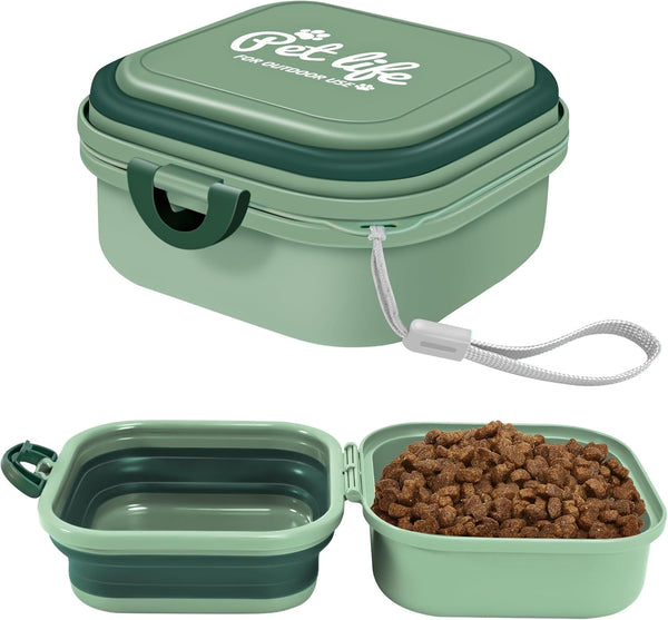 Collapsible Dog Water Bowl, Portable 2-in-1 Pet Food and Water Feeder for Traveling, Camping, Hiking