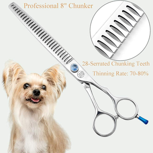 Moontay Professional Dog Grooming Scissors Kit, JP-440C Stainless Steel for Cutting and Trimming (8")