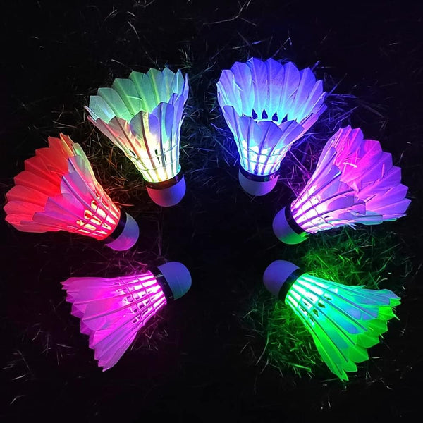 Leadge LED Shuttlecock Badminton Birdies, Dark Night Goose Feather Glow Birdies for Indoor Outdoor Sport Activities (6